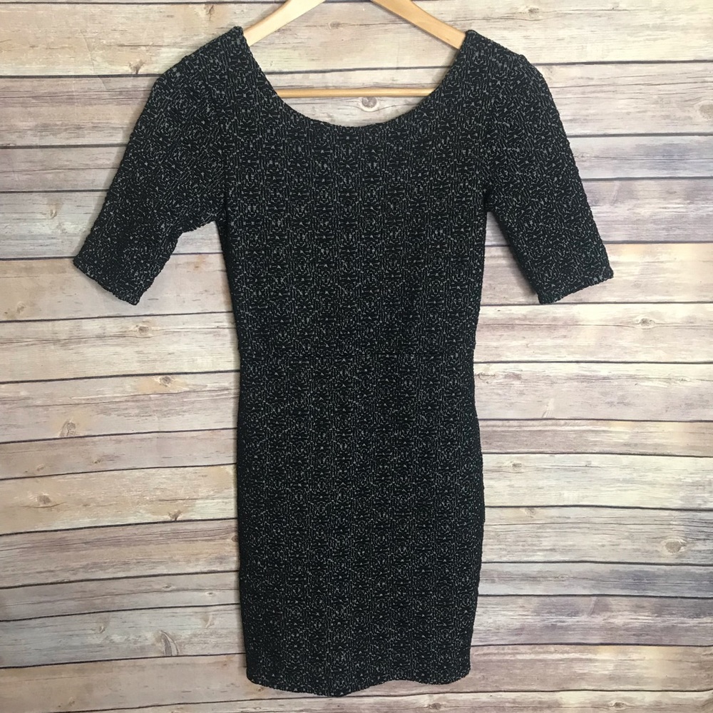 Free People black grey stretchy knit bodycon dress